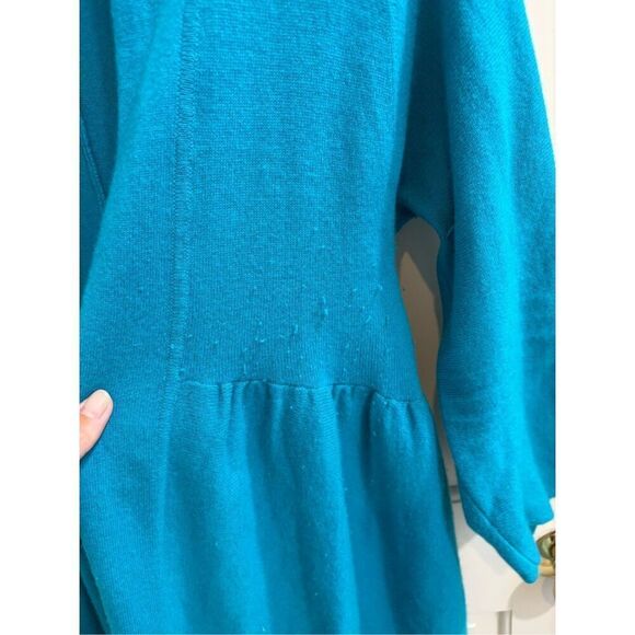CALYPSO ST BARTH 100% Cashmere Open Front Peplum Cardigan Sweater Teal Sz MEDIUM - Picture 3 of 5